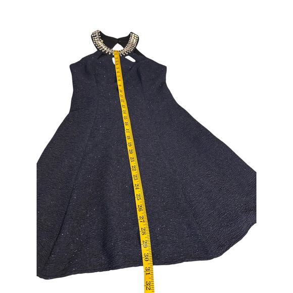 Betsy & Adam Navy Cocktail Dress with Jeweled Neckline -  Size 2 - Picture 8 of 13